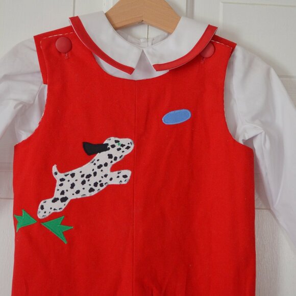 NWT Boys' Red & White Gingham Reversible Christmas Longall Outfit Size 24 - Picture 11 of 13